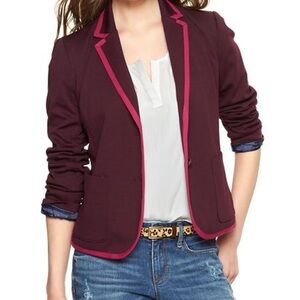 Gap Burgundy Pink Trim Ponte Knit The Academy Blazer Size 0